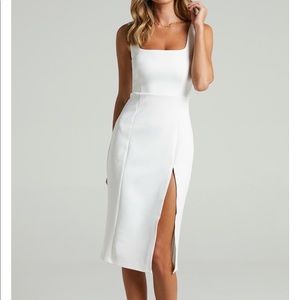 NWT Showpo white square neck midi dress
